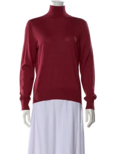 Pre-owned Carolina Herrera Virgin Wool Turtleneck Pullover In Red