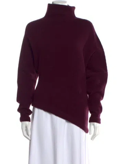 Pre-owned Carolina Herrera Virgin Wool Turtleneck Sweater In Burgundy