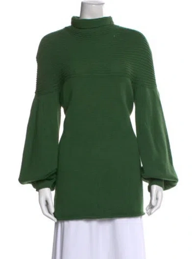 Pre-owned Carolina Herrera Virgin Wool Turtleneck Sweater In Green