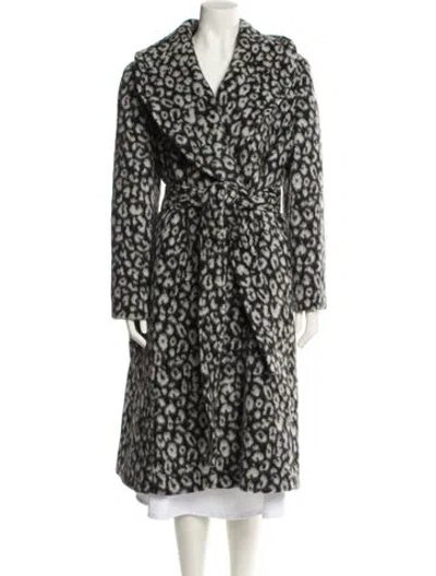 Pre-owned Carolina Herrera Virgin Wool Tweed Pattern Faux Fur Coat In Multi