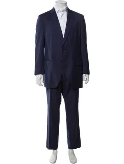 Pre-owned Carolina Herrera Virgin Wool Two-piece Suit In Blue