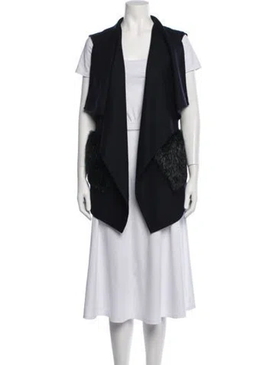 Pre-owned Carolina Herrera Virgin Wool Vest In Blue