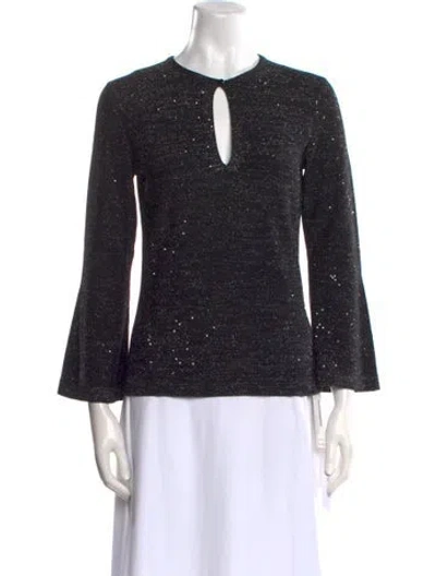 Pre-owned Carolina Herrera Virgin Wool V-neck Sweater In Black