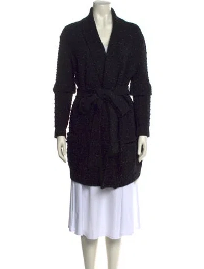 Pre-owned Carolina Herrera Virgin Wool V-neck Sweater In Black