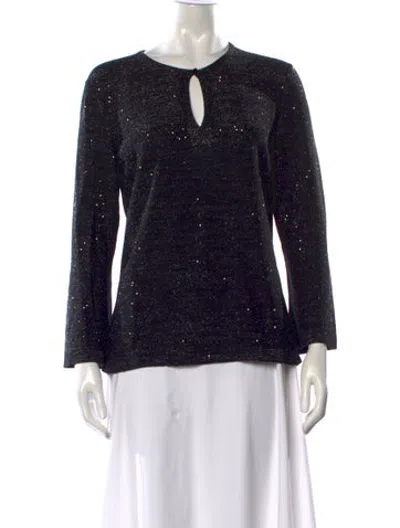 Pre-owned Carolina Herrera Virgin Wool V-neck Sweater In Black