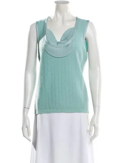 Pre-owned Carolina Herrera Virgin Wool V-neck Sweater In Blue