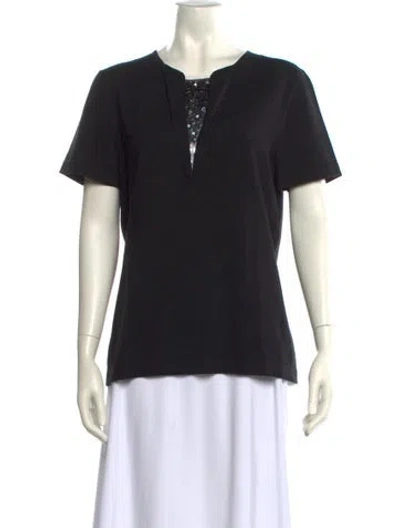 Pre-owned Carolina Herrera Virgin Wool V-neck Sweater W/ Tags In Black