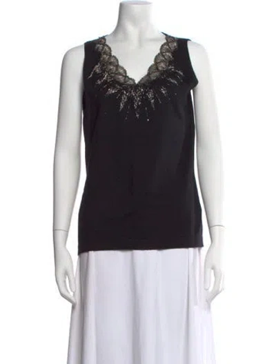 Pre-owned Carolina Herrera Virgin Wool V-neck Sweater W/ Tags In Black