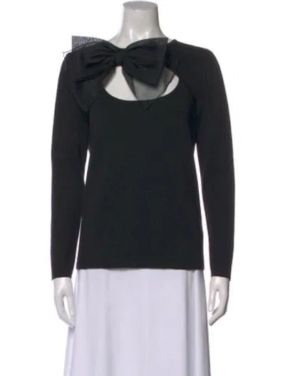 Pre-owned Carolina Herrera Virgin Wool V-neck Sweater W/ Tags In Black