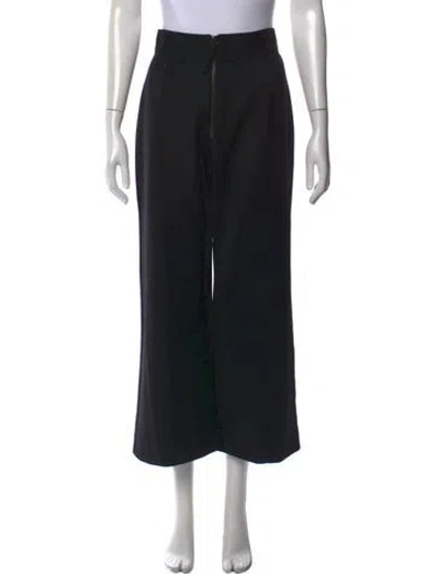 Pre-owned Carolina Herrera Virgin Wool Wide Leg Pants In Black