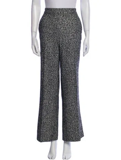 Pre-owned Carolina Herrera Virgin Wool Wide Leg Pants In Blue