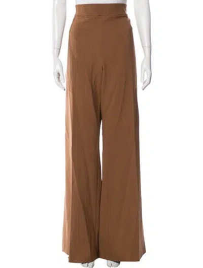 Pre-owned Carolina Herrera Virgin Wool Wide Leg Pants In Brown