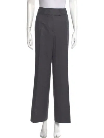 Pre-owned Carolina Herrera Virgin Wool Wide Leg Pants In Gray