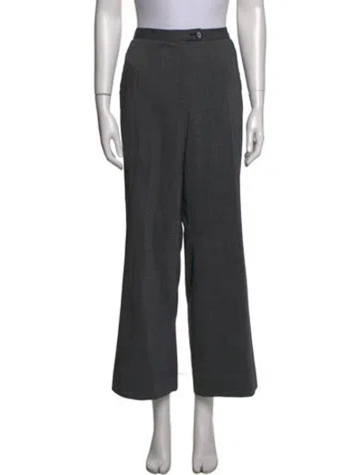 Pre-owned Carolina Herrera Virgin Wool Wide Leg Pants In Gray
