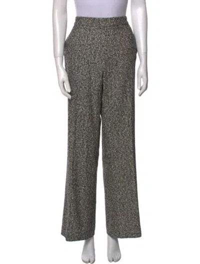 Pre-owned Carolina Herrera Virgin Wool Wide Leg Pants In Gray