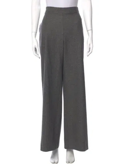 Pre-owned Carolina Herrera Virgin Wool Wide Leg Pants In Gray