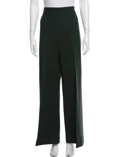 Pre-owned Carolina Herrera Virgin Wool Wide Leg Pants In Green
