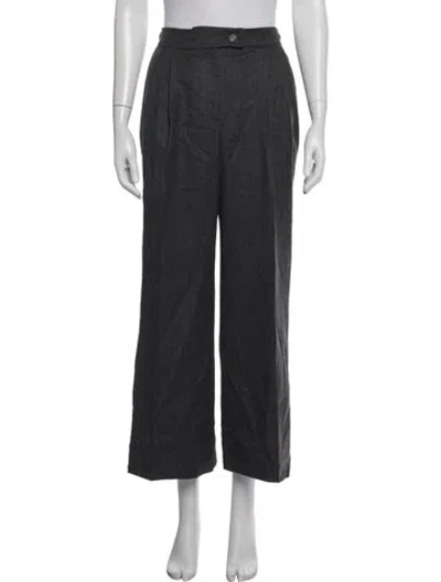 Pre-owned Carolina Herrera Virgin Wool Wide Leg Pants In Grey