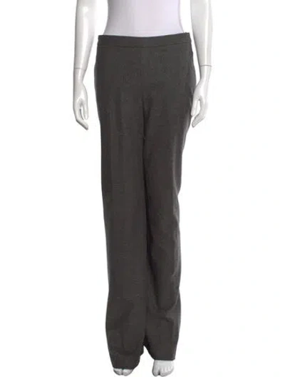 Pre-owned Carolina Herrera Virgin Wool Wide Leg Pants In Grey