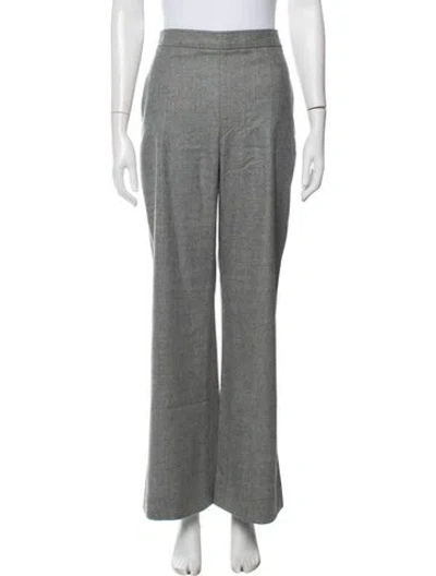 Pre-owned Carolina Herrera Virgin Wool Wide Leg Pants In Grey