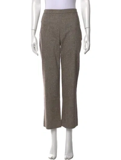Pre-owned Carolina Herrera Virgin Wool Wide Leg Pants In Neutrals