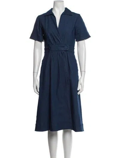Pre-owned Carolina Herrera V-neck Knee-length Dress In Blue