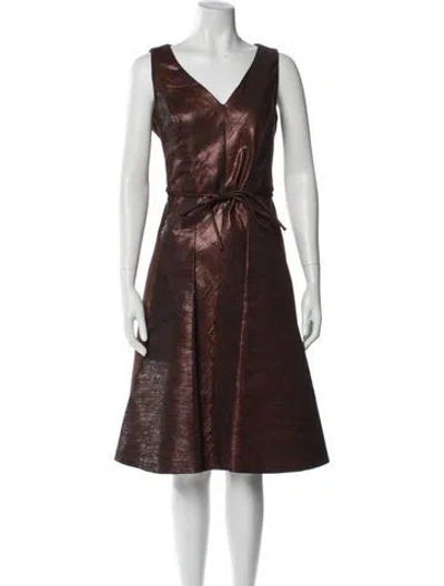 Pre-owned Carolina Herrera V-neck Knee-length Dress In Multi