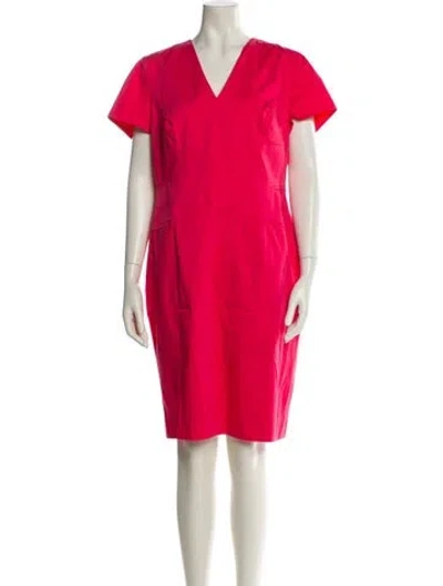 Pre-owned Carolina Herrera V-neck Knee-length Dress In Pink