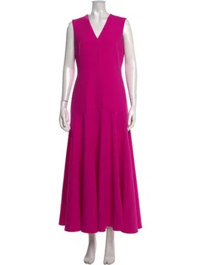Pre-owned Carolina Herrera V-neck Long Dress In Pink
