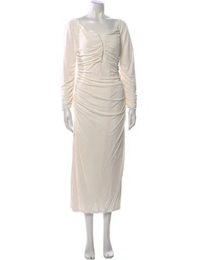 Pre-owned Carolina Herrera V-neck Long Dress W/ Tags In Neutral