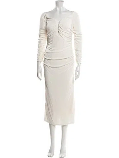 Pre-owned Carolina Herrera V-neck Long Dress W/ Tags In Neutral