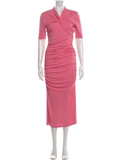 Pre-owned Carolina Herrera V-neck Long Dress W/ Tags In Pink