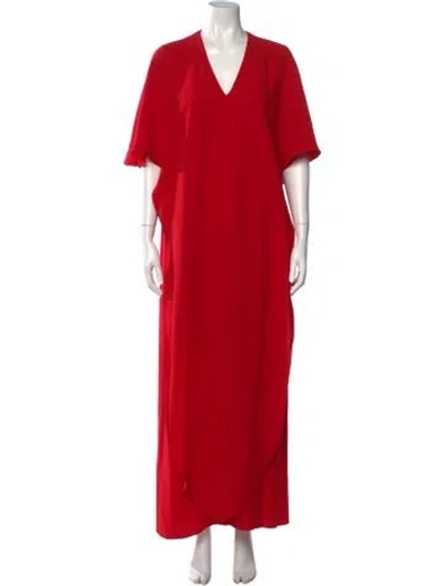 Pre-owned Carolina Herrera V-neck Long Dress W/ Tags In Red