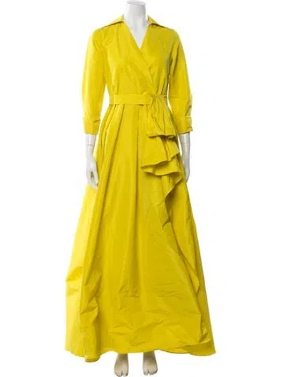 Pre-owned Carolina Herrera V-neck Long Dress W/ Tags In Yellow