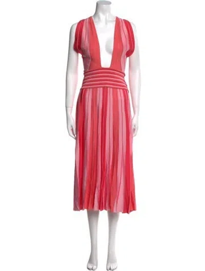 Pre-owned Carolina Herrera V-neck Midi Length Dress In Pink