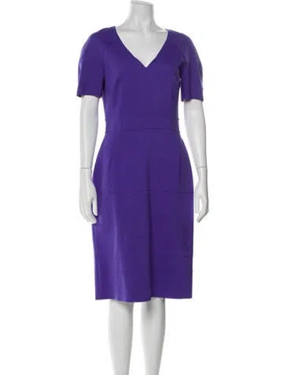 Pre-owned Carolina Herrera V-neck Midi Length Dress In Purple