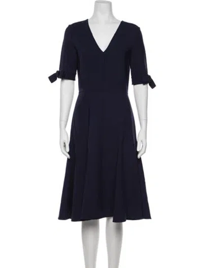 Pre-owned Carolina Herrera V-neck Midi Length Dress In Purple