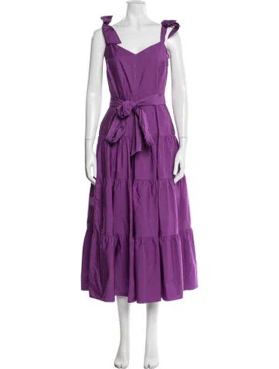 Pre-owned Carolina Herrera V-neck Midi Length Dress In Purple