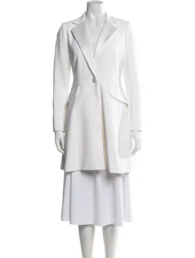 Pre-owned Carolina Herrera V-neck Midi Length Dress In White