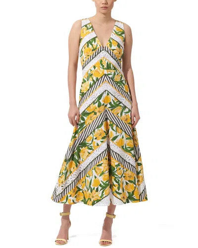 Carolina Herrera V-neck Midi Trumpet Dress In White