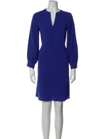 Pre-owned Carolina Herrera V-neck Mini Dress In Blue
