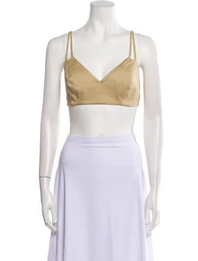 Pre-owned Carolina Herrera V-neck Sleeveless Crop Top In Neutral