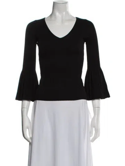 Pre-owned Carolina Herrera V-neck Sweater In Black