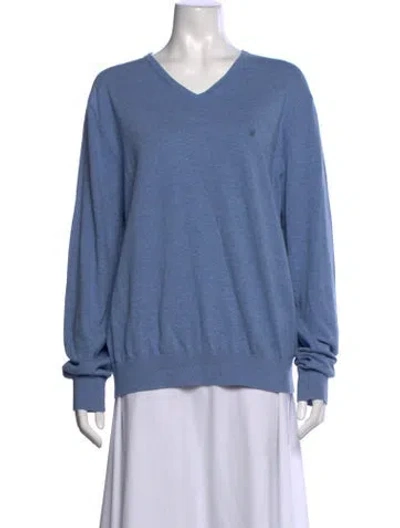 Pre-owned Carolina Herrera V-neck Sweater In Blue