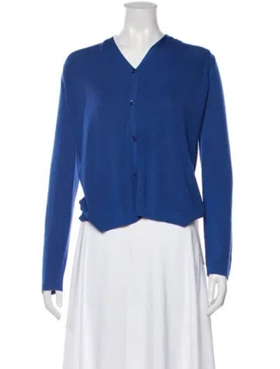 Pre-owned Carolina Herrera V-neck Sweater In Blue