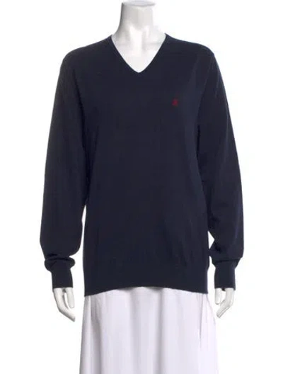 Pre-owned Carolina Herrera V-neck Sweater In Blue