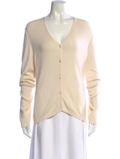 Pre-owned Carolina Herrera V-neck Sweater In Neutral