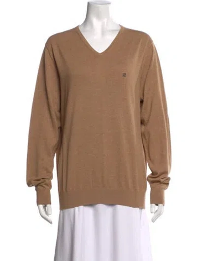 Pre-owned Carolina Herrera V-neck Sweater In Neutrals