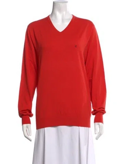 Pre-owned Carolina Herrera V-neck Sweater In Orange