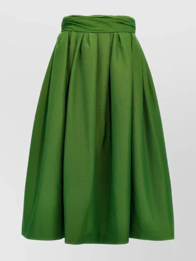 CAROLINA HERRERA WAIST HIGH PLEATED MIDI SKIRT